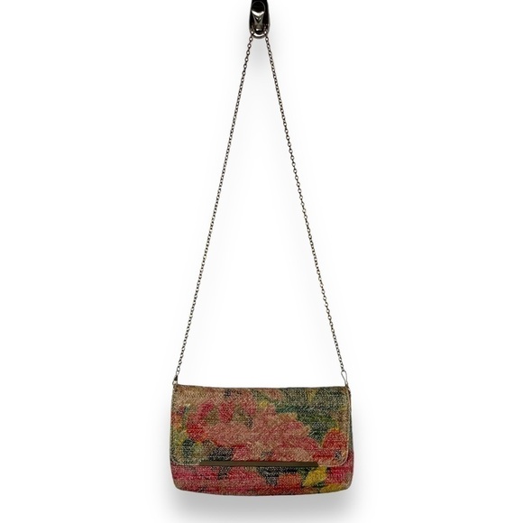 4 for $40 SALE! Woven Straw Cross Body Convertible Clutch Handbag, Floral Print - Picture 1 of 13